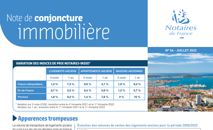 Conjoncture immobilière 2022 : Note n°56 / juillet