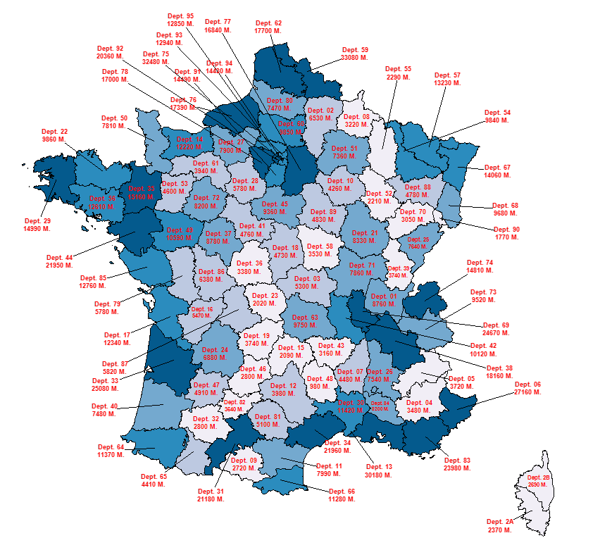 Nombre de mutations de logements anciens par département  Avril 2025 à mars 2026